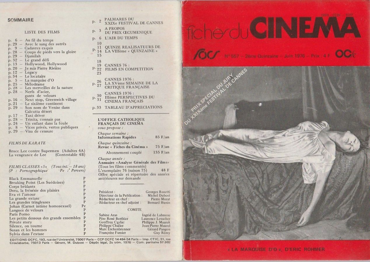 FICHES DU CINEMA | LES magazine side cover Issue 557  June 1976