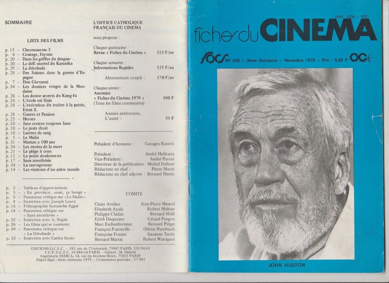 FICHES DU CINEMA | LES magazine side cover Issue 635  November 1979