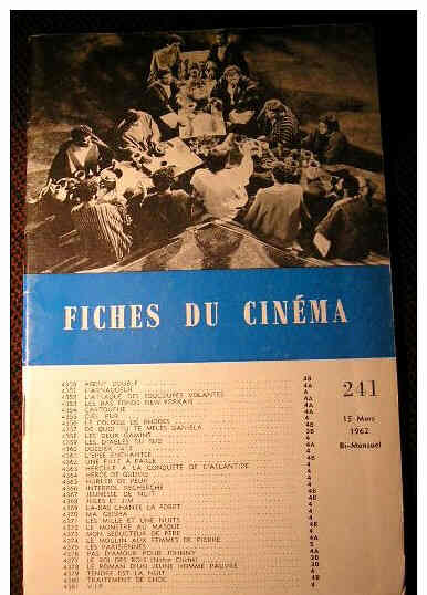 FICHES DU CINEMA | LES magazine side cover Issue 241 15 March 1962