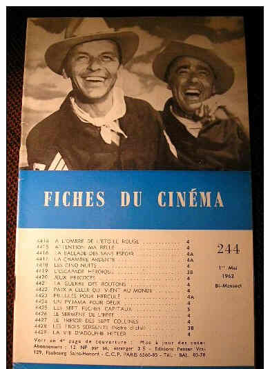 FICHES DU CINEMA | LES magazine side cover Issue 244 1 May 1962