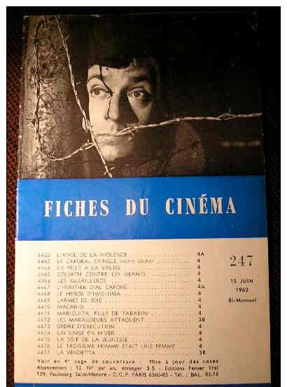 FICHES DU CINEMA | LES magazine side cover Issue 247 15 June 1962