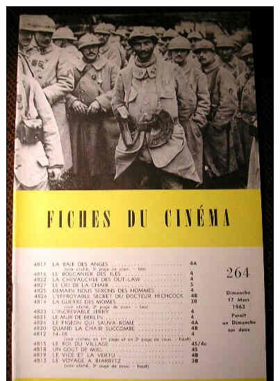 FICHES DU CINEMA | LES magazine side cover Issue 264 17 March 1963