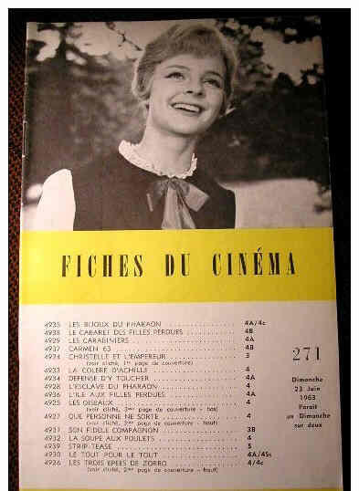 FICHES DU CINEMA | LES magazine side cover Issue 271 23 June 1963