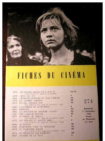 FICHES DU CINEMA | LES magazine side cover Issue 274 1 September 1963