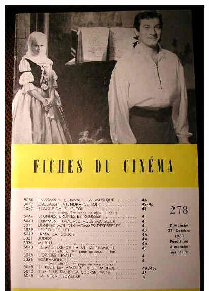 FICHES DU CINEMA | LES magazine side cover Issue 278 27 October 1963