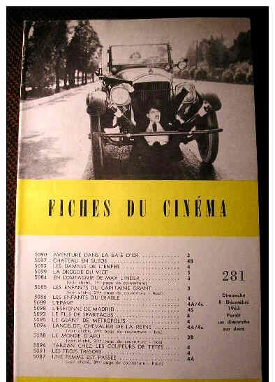 FICHES DU CINEMA | LES magazine side cover Issue 281 8 December 1963