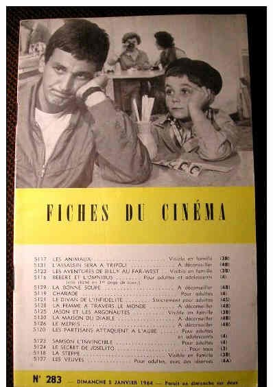FICHES DU CINEMA | LES magazine side cover Issue 283 5 January 1964