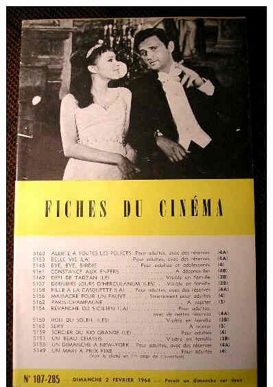 FICHES DU CINEMA | LES magazine side cover Issue 285 2 February 1964
