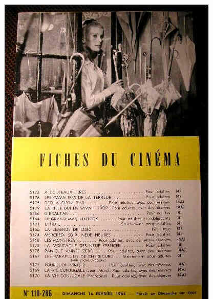FICHES DU CINEMA | LES magazine side cover Issue 286 16 February 1964