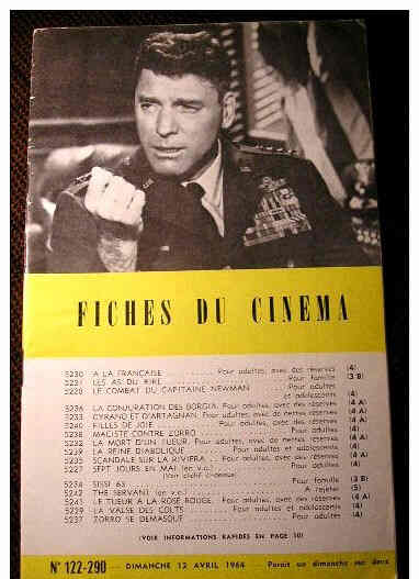 FICHES DU CINEMA | LES magazine side cover Issue 290 12 April 1964