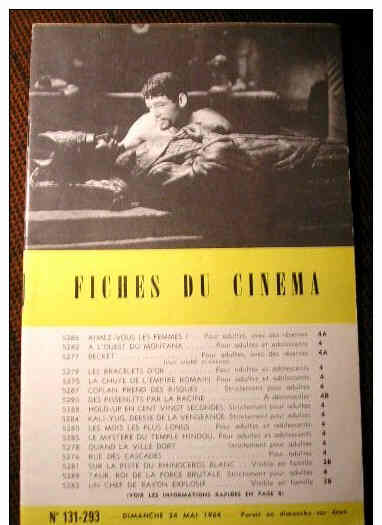 FICHES DU CINEMA | LES magazine side cover Issue 293 24 May 1964