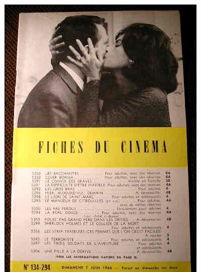 FICHES DU CINEMA | LES magazine side cover Issue 294 7 June 1964