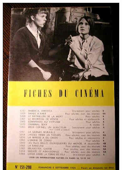 FICHES DU CINEMA | LES magazine side cover Issue 298 6 September 1964