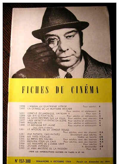 FICHES DU CINEMA | LES magazine side cover Issue 300 4 October 1964