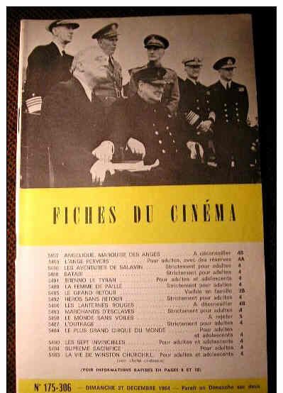 FICHES DU CINEMA | LES magazine side cover Issue 306 27 December 1964