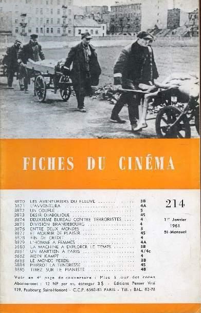 FICHES DU CINEMA | LES magazine side cover Issue 214 1 January 1961