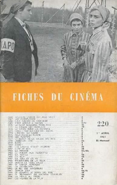 FICHES DU CINEMA | LES magazine side cover Issue 220 1 April 1961