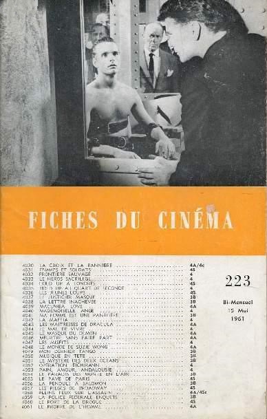 FICHES DU CINEMA | LES magazine side cover Issue 223 15 May 1961