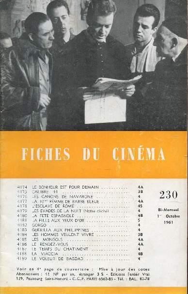 FICHES DU CINEMA | LES magazine side cover Issue 230 1 October 1961