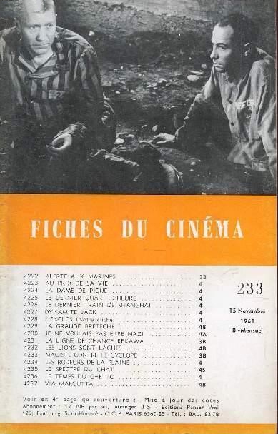 FICHES DU CINEMA | LES magazine side cover Issue 233 15 November 1961