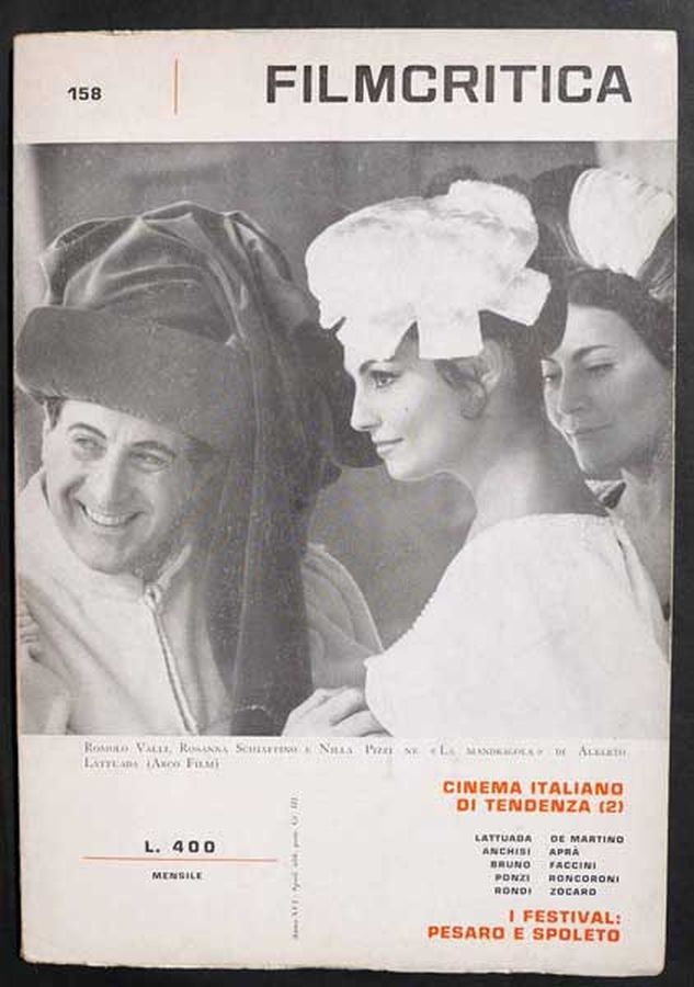 FILMCRITICA magazine side cover Issue 158  June 1965