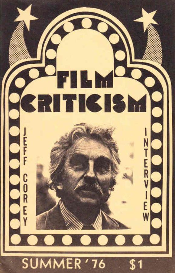 FILM CRITICISM magazine side cover Issue 2 Summer 1976
