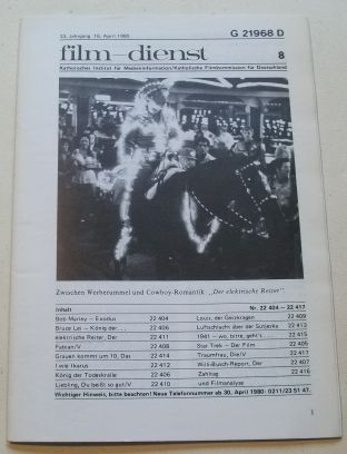 FILM DIENST magazine side cover Issue 8 16 April 1980