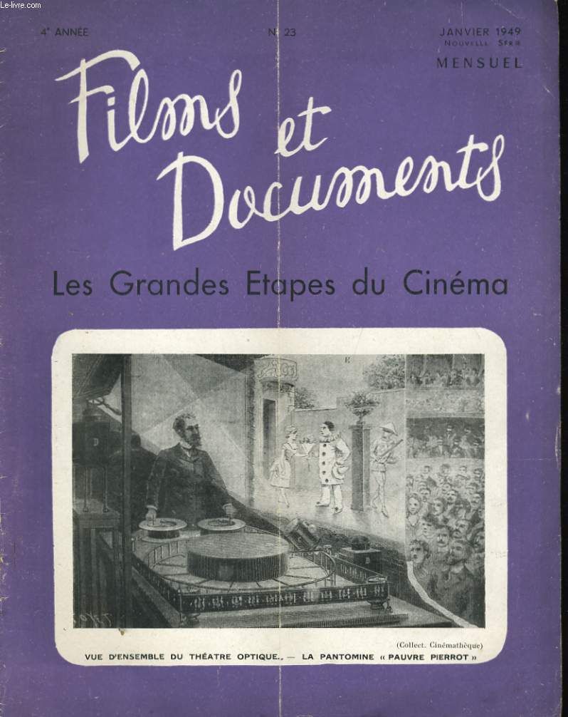 FILMS ET DOCUMENTS magazine side cover Issue 23 January 1949