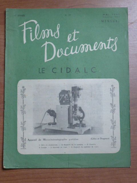 FILMS ET DOCUMENTS magazine side cover Issue 27 May 1949