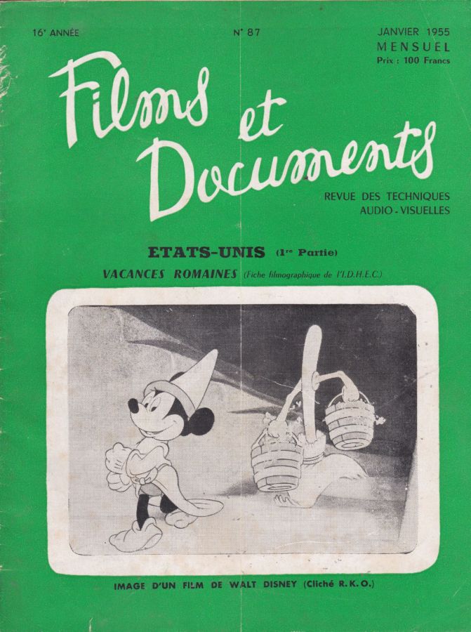 FILMS ET DOCUMENTS magazine side cover Issue 87 January 1955