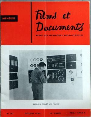 FILMS ET DOCUMENTS magazine side cover Issue 181 October 1962