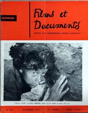FILMS ET DOCUMENTS magazine side cover Issue 182 November 1962