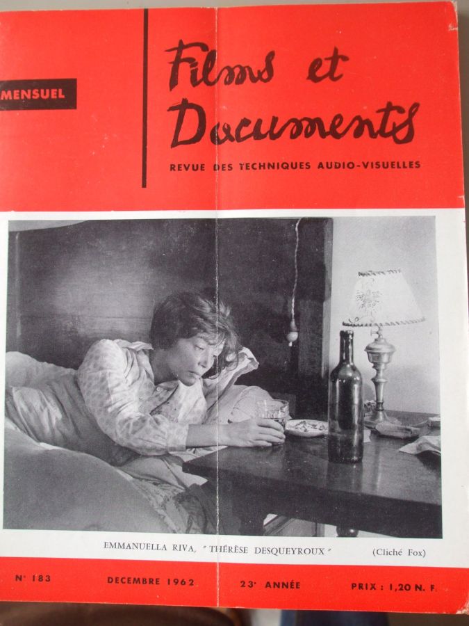 FILMS ET DOCUMENTS magazine side cover Issue 183 December 1962