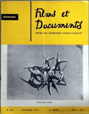 FILMS ET DOCUMENTS magazine side cover Issue 191 September 1963