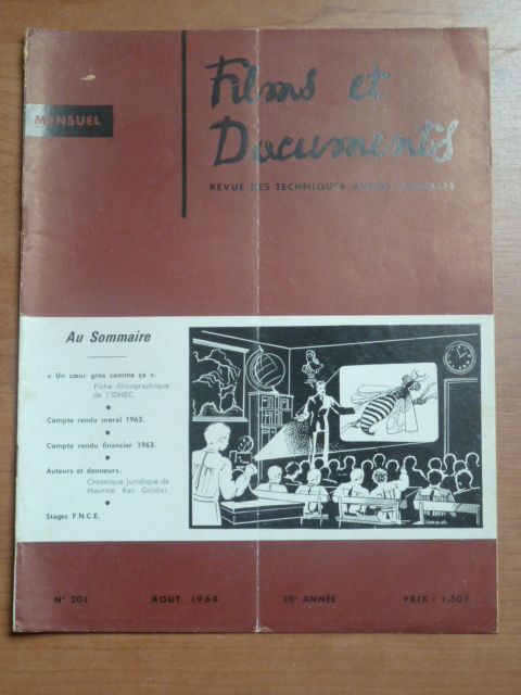 FILMS ET DOCUMENTS magazine side cover Issue 201 August 1964