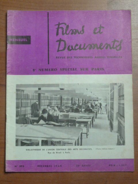 FILMS ET DOCUMENTS magazine side cover Issue 205 December 1964