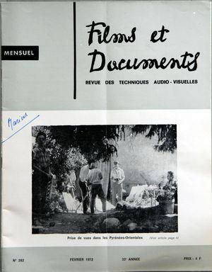 FILMS ET DOCUMENTS magazine side cover Issue 282 February 1972