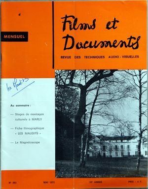 FILMS ET DOCUMENTS magazine side cover Issue 285 May 1972