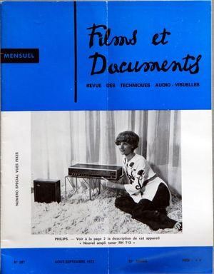 FILMS ET DOCUMENTS magazine side cover Issue 287 August/September 1972
