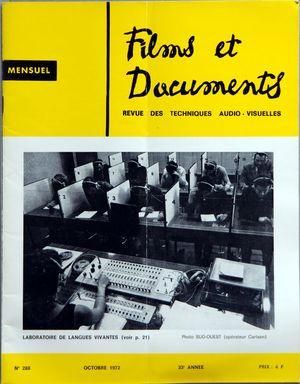 FILMS ET DOCUMENTS magazine side cover Issue 288 October 1972
