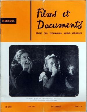 FILMS ET DOCUMENTS magazine side cover Issue 292 April 1973