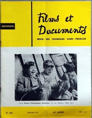 FILMS ET DOCUMENTS magazine side cover Issue 293 May/June 1973