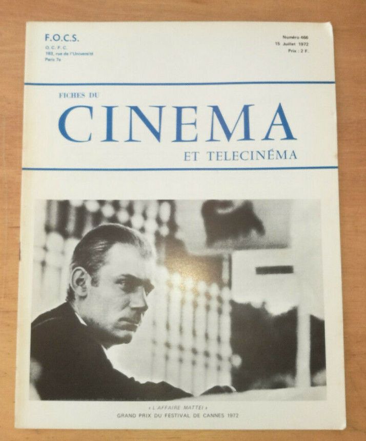 FICHES DU CINEMA | LES magazine side cover Issue 466 15 July 1972