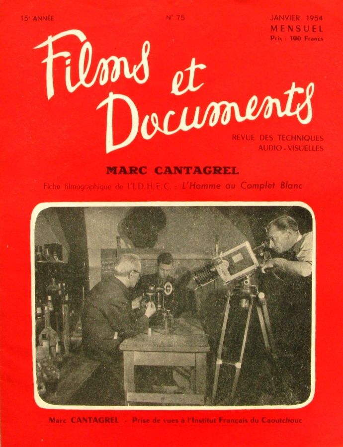 FILMS ET DOCUMENTS magazine side cover Issue 75  January 1954