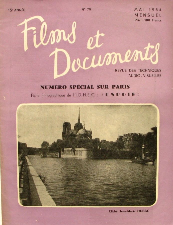 FILMS ET DOCUMENTS magazine side cover Issue 79  May 1954