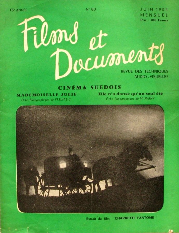 FILMS ET DOCUMENTS magazine side cover Issue 80  June 1954