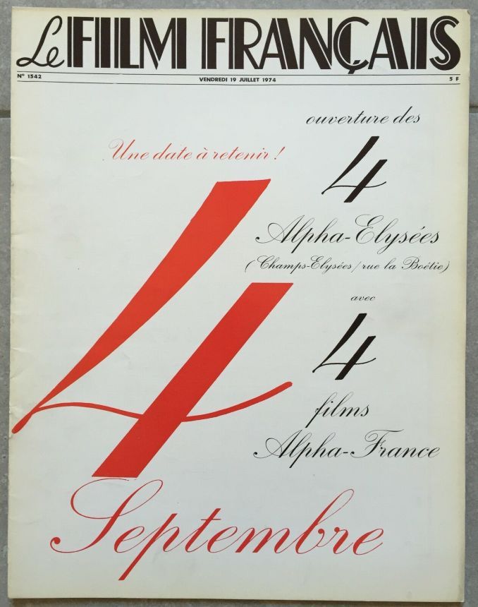 FILM FRANCAIS | LE magazine side cover Issue 1542 19 July 1974