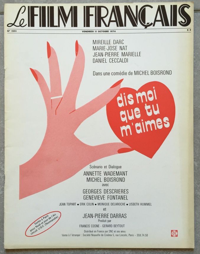 FILM FRANCAIS | LE magazine side cover Issue 1551 11 October 1974