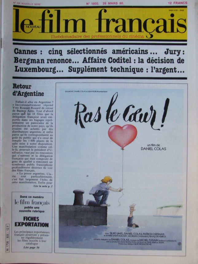 FILM FRANCAIS | LE magazine side cover Issue 1805 28 March 1980