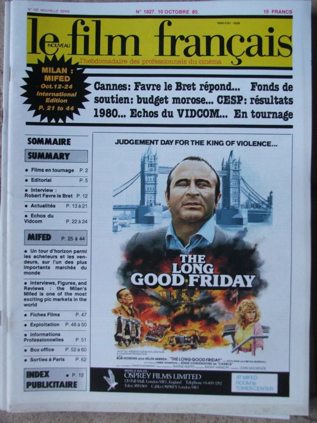 FILM FRANCAIS | LE magazine side cover Issue 1827 10 October 1980